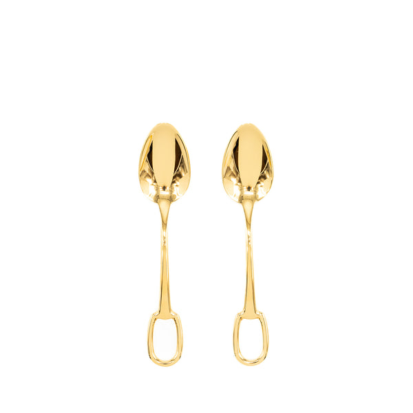 Hermes 2 grand Attelage Coffee Spoons Gold Tone (Sell in set)