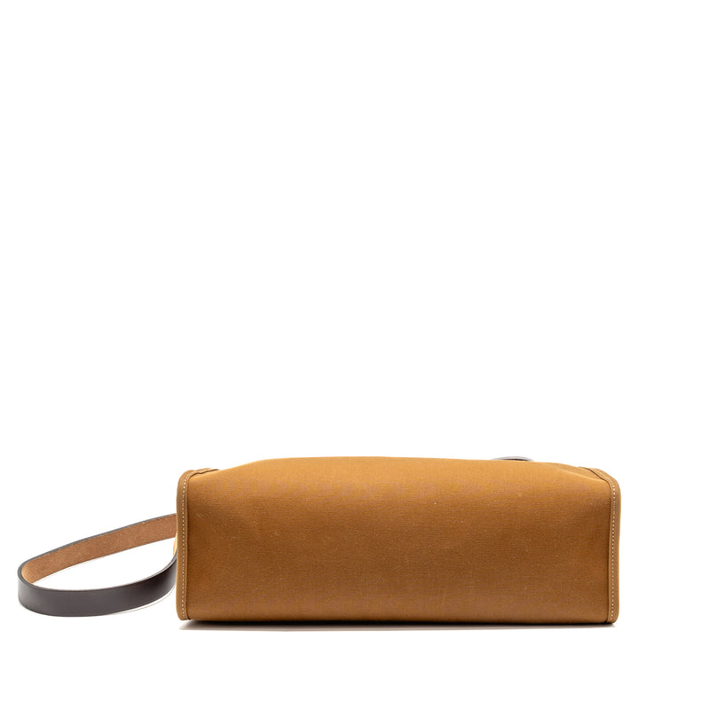 Hermes Herbag 31 Zip Bag Canvas/Hunter Leather Alezan/Ebene SHW Stamp D