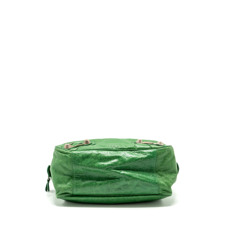 Balenciaga zip handle bag green leather SHW