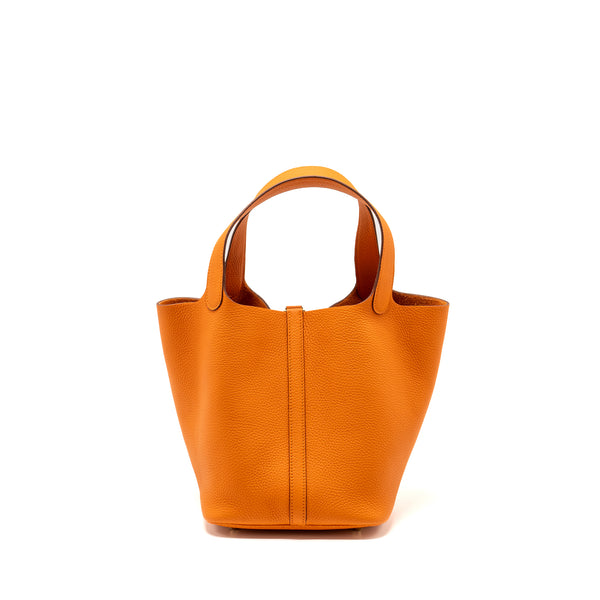 Hermes Picotin 22 Lock Bag Clemence Orange GHW Stamp U