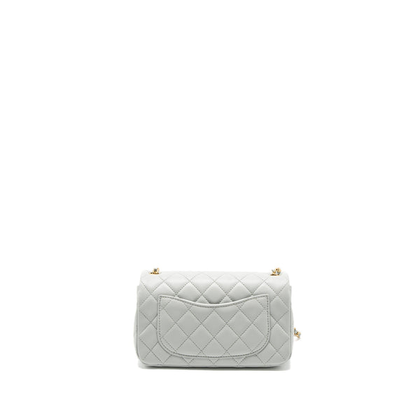 Chanel Pearl Crush Mini Rectangular Lambskin Light Grey Brushed GHW (Microchip)