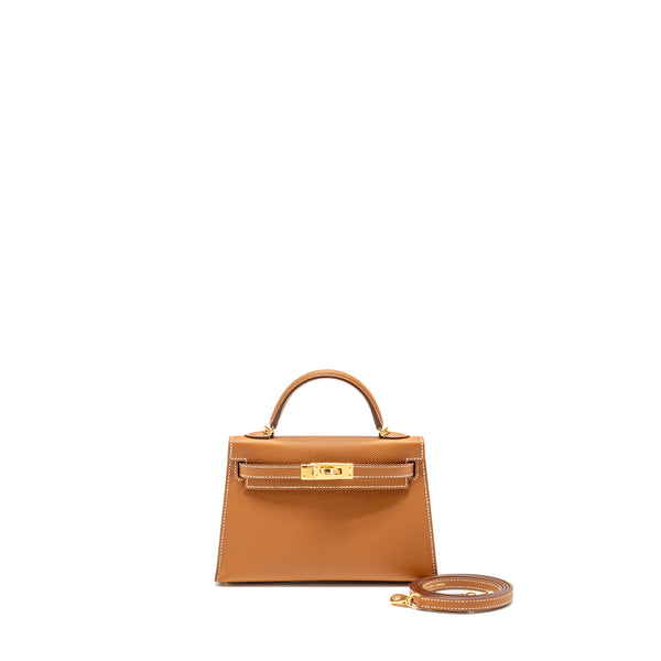 Hermes mini kelly II epsom Gold GHW stamp K