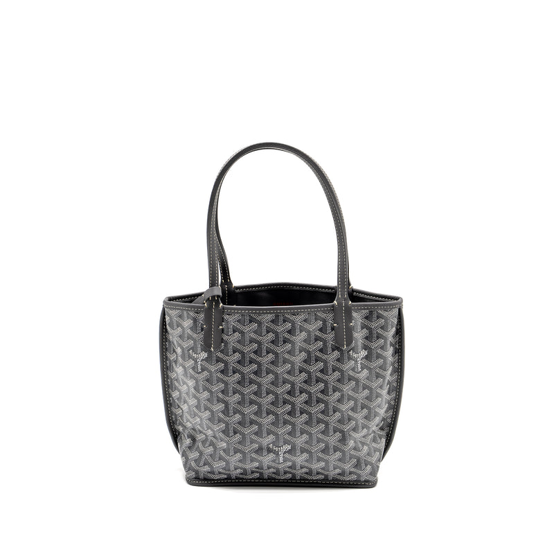 Goyard Mini Anjou Tote Bag Goyardine Canvas/Calfskin GREY SHW