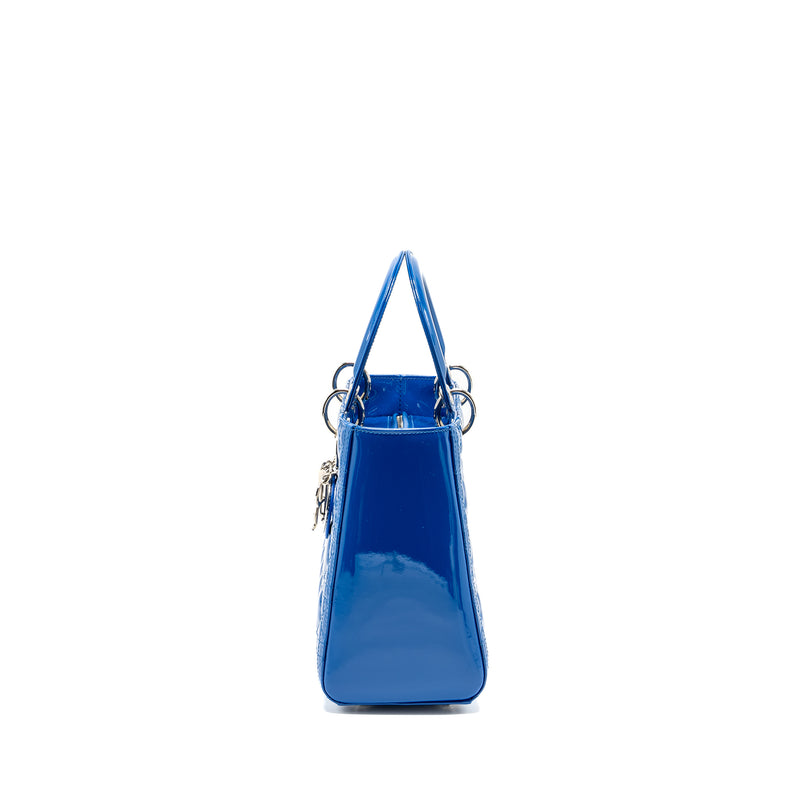 Dior Medium Lady Dior Patent Blue SHW