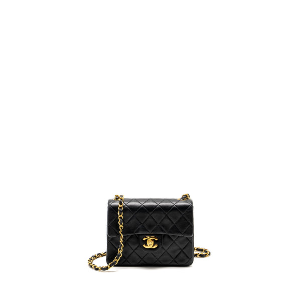 Chanel Vintage Mini Square Flap Bag Lambskin Black GHW