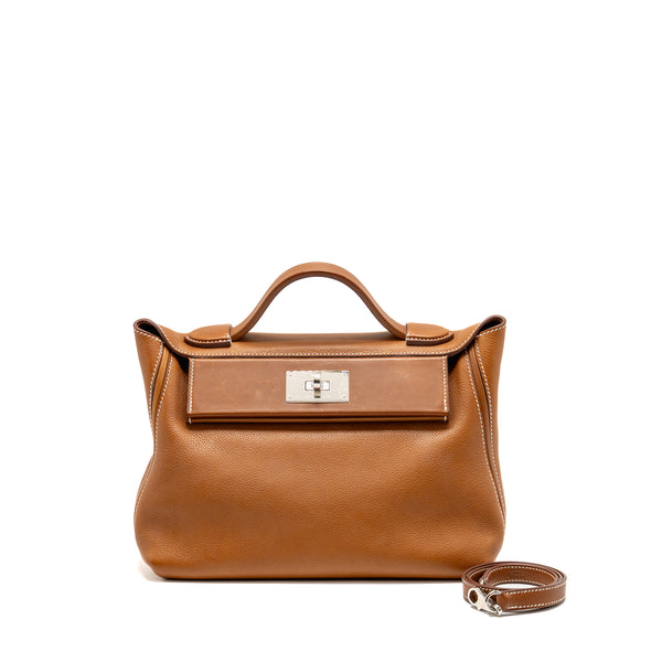 Hermes 24/24 2424 - 29 bag barenia faubourg fauve SHW stamp D