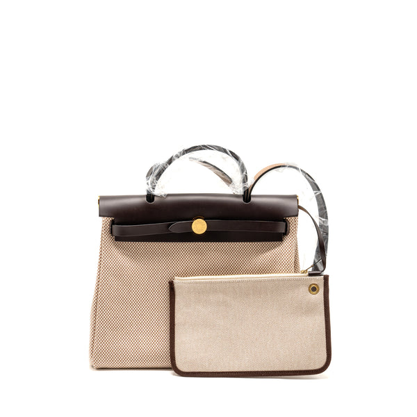 Hermes Herbag 31 Zip Bag Canvas/Leather Ecru/Beige/Ebene GHW Stamp U