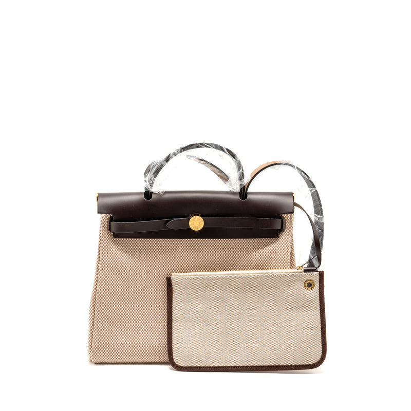 Hermes Herbag 31 Zip Bag Canvas/Leather Ecru/Beige/Ebene GHW Stamp U