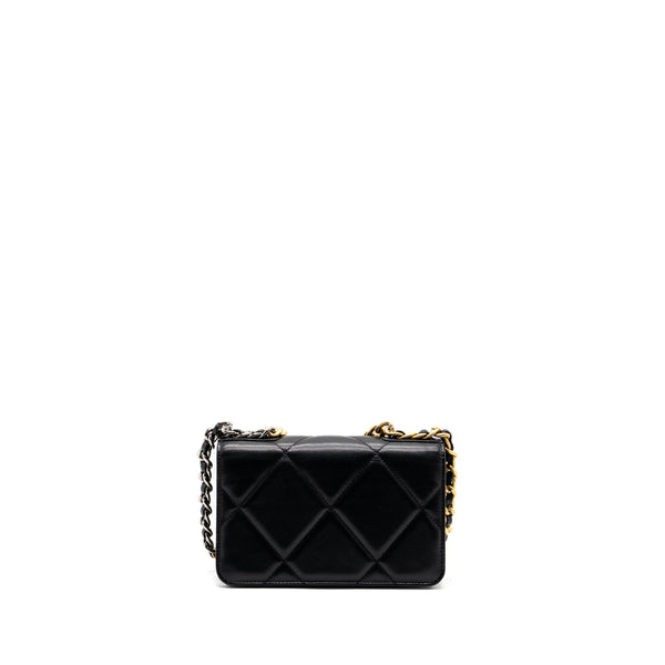 Chanel 19 wallet on chain lambskin black multicolor hardware