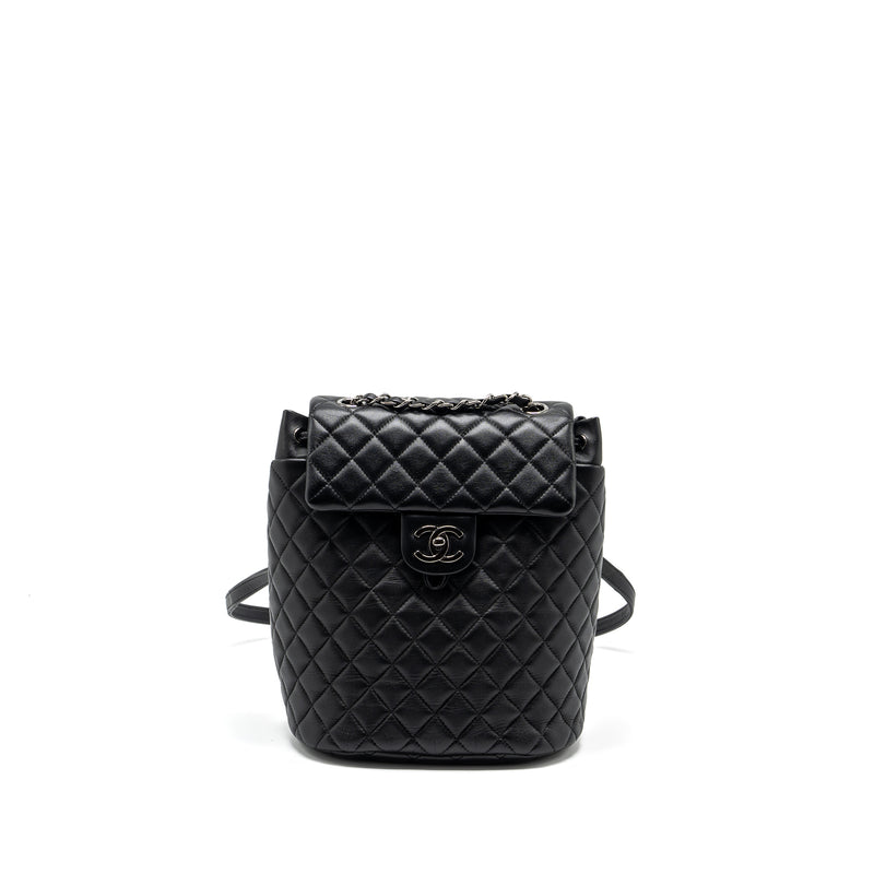 Chanel small urban spirit backpack lambskin black with black hardware