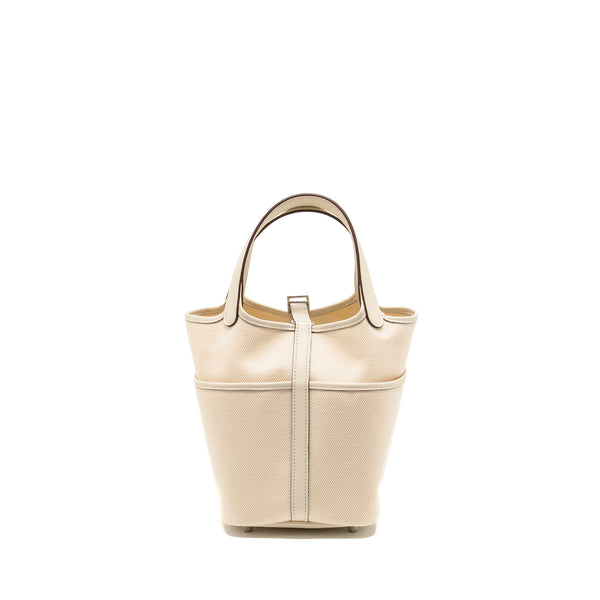 Hermes Cargo Picotin 18 Lock Bag Canvas/Swift Ecru/Nata SHW Stamp Z