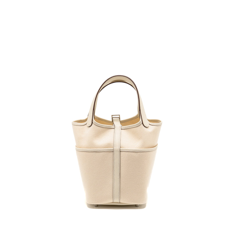 Hermes Cargo Picotin 18 Lock Bag Canvas/Swift Ecru/Nata SHW Stamp Z