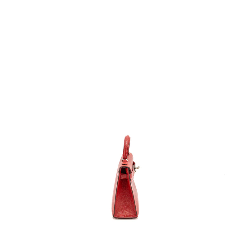 Hermes Mini Kelly II Chèvre Mysore Rouge Casaque/Mauve Sylvestre SHW Stamp B