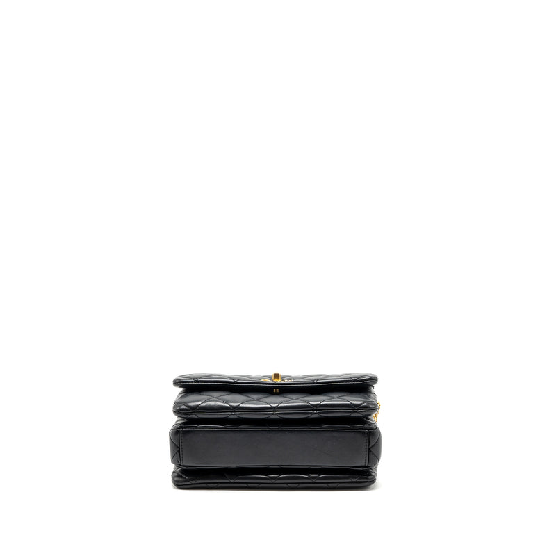 Chanel 22A Mini Square Flap Bag Lambskin Black GHW (Microchip)