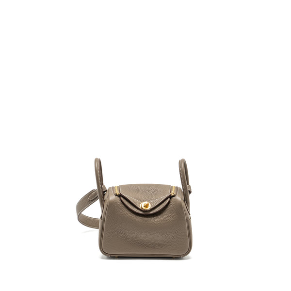 Hermes Mini Lindy Clemence Etoupe GHW Stamp B