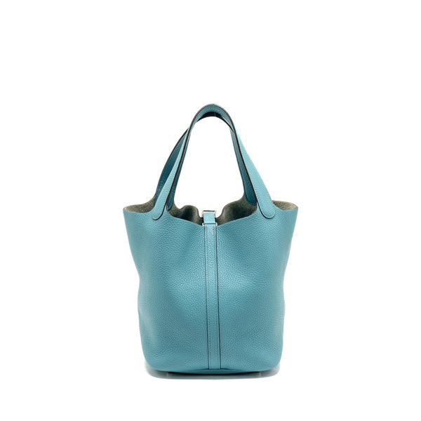 Hermes Picotin 22 Lock Bag Clemence 3Z Blue Saint Cyr SHW Stamp X