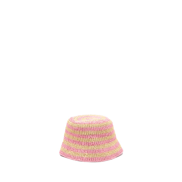 Prada Size M Bucket Hat Raffia Pink/Tan
