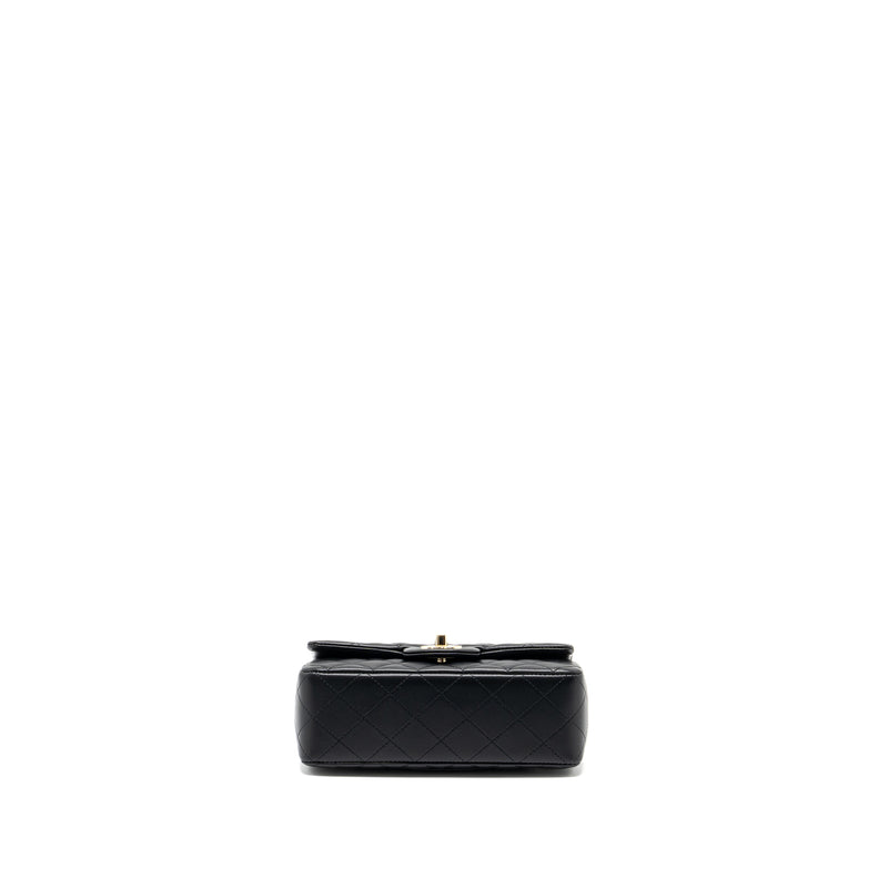 Chanel Top Handle Mini Rectangular Flap Bag Lambskin Black LGHW (Microchip )