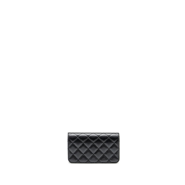Chanel 23B mini flap wallet with adjustable chain caviar iridescent black GHW (Microchip)