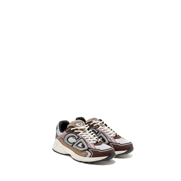 Dior Size 40 B30 Low Trainers Technical Mesh/Calfskin Grey/Brown