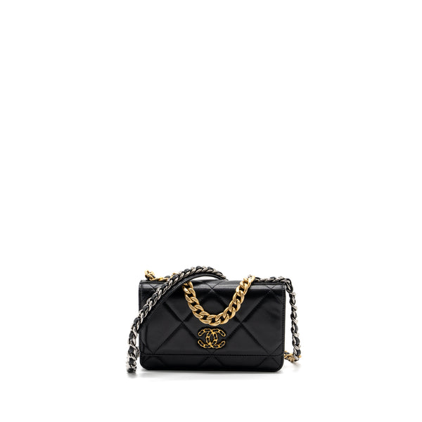Chanel 19 wallet on chain lambskin black multicolor hardware