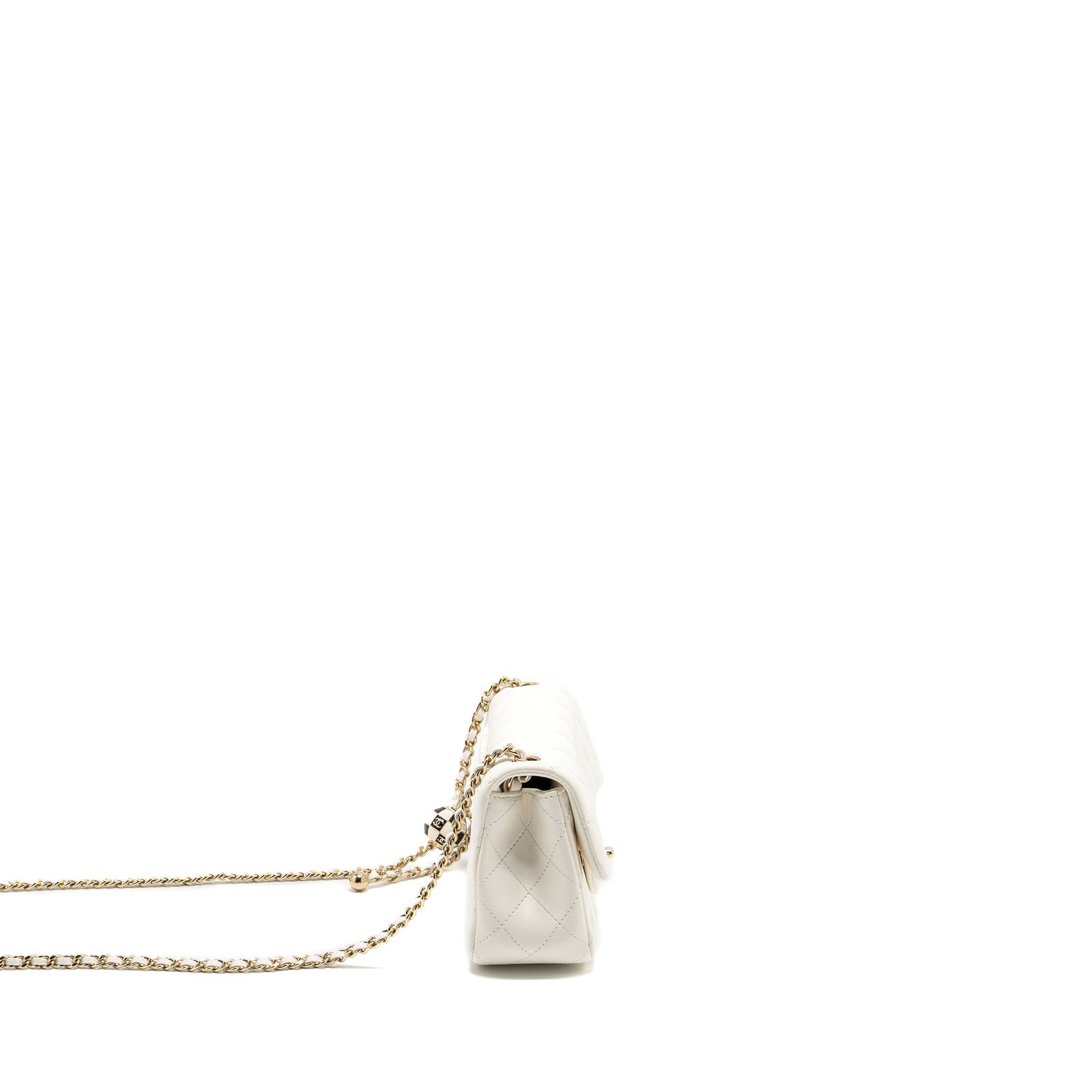 Chanel 23C pearl crush mini rectangular flap bag lambskin white LGHW (