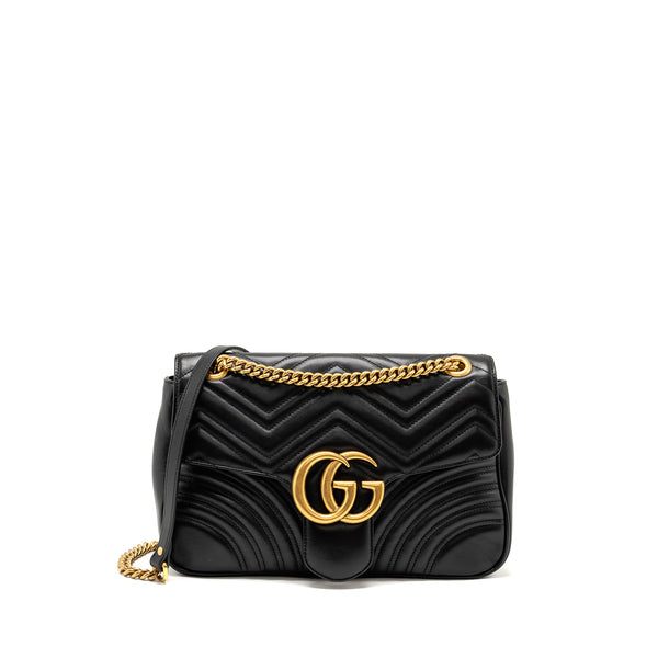 Gucci Medium GG Marmont Shoulder Bag Calfskin Black GHW