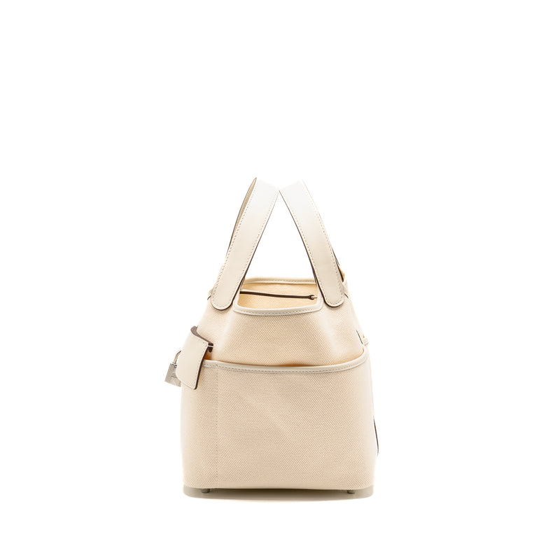 Hermes Cargo Picotin 18 Lock Bag Canvas/Swift Ecru/Nata SHW Stamp Z