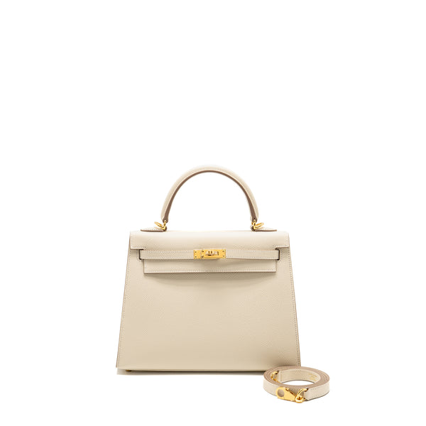 Hermes Kelly 25 Epsom Craie GHW Stamp W