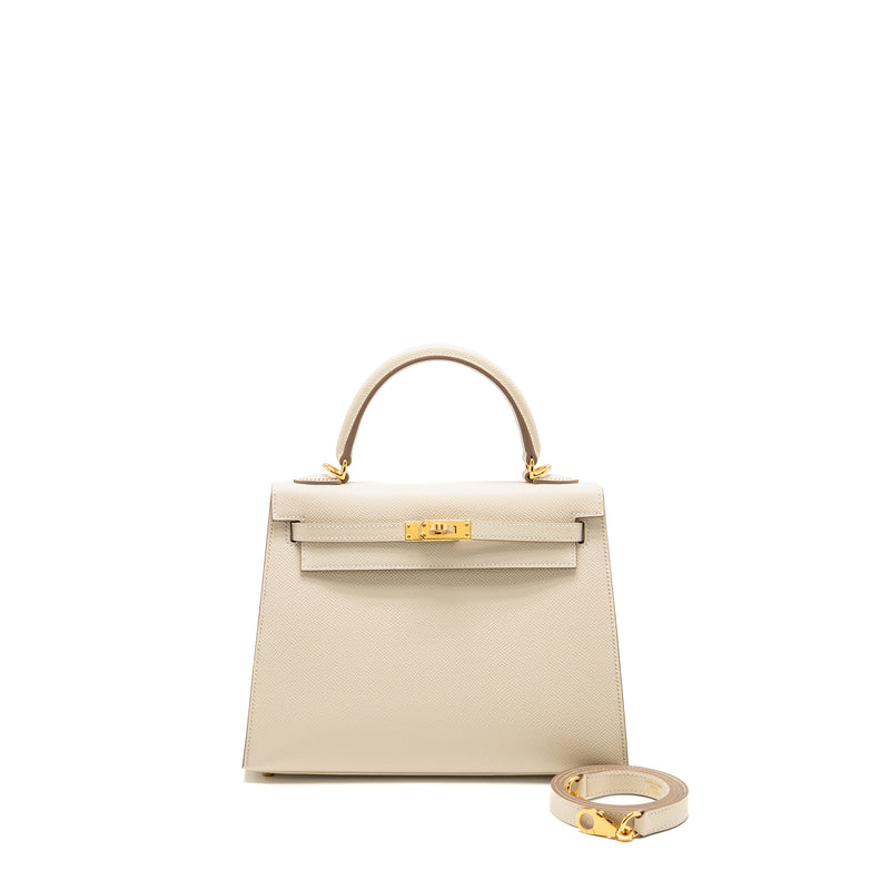 Hermes Kelly 25 Epsom Craie GHW Stamp W
