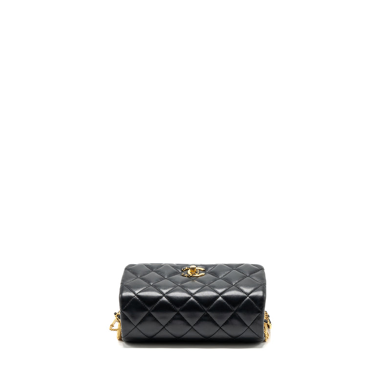 Chanel 22A Mini Square Flap Bag Lambskin Black GHW (Microchip)