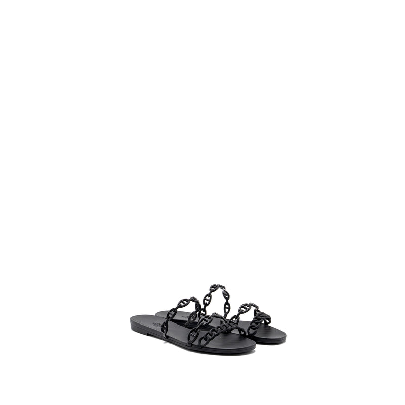 Hermes Size 38 Rivage Sandals Rubber Black