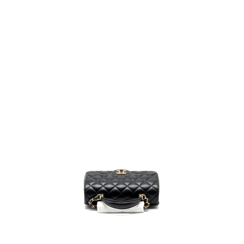 Chanel Top Handle Mini Rectangular Flap Bag Lambskin Black LGHW (Microchip )