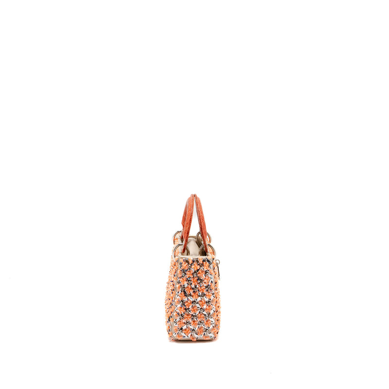 Dior Mini Lady Dior limited edition velvet / alligator / sequin light pink SHW