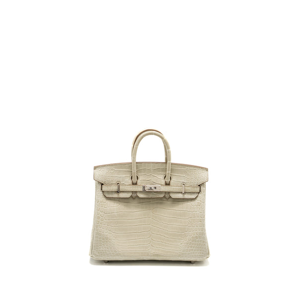 Hermes Birkin 25 Crocodile Porosus Beton SHW Stamp B