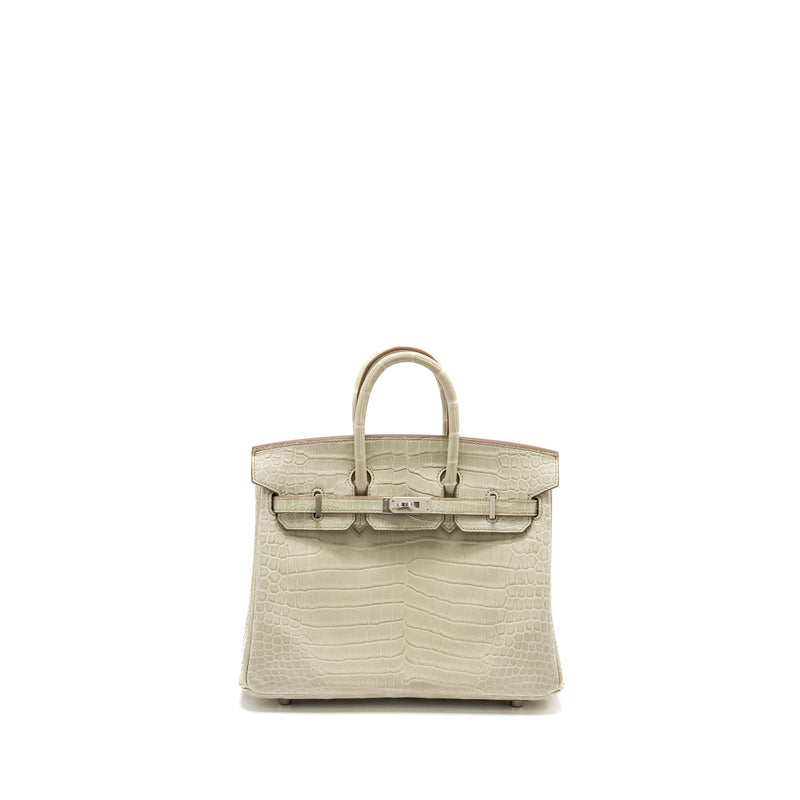 Hermes Birkin 25 Crocodile Porosus Beton SHW Stamp B