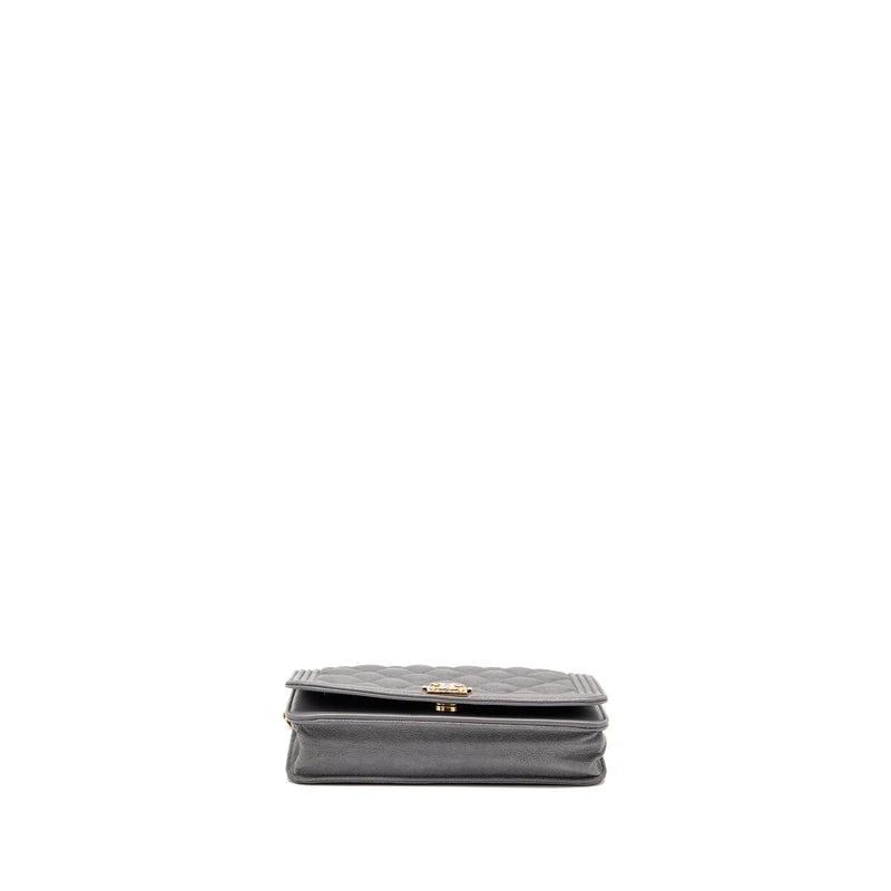 Chanel Boy Wallet on Chain Caviar Grey LGHW