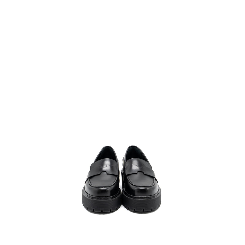 Hermes Size 38 Mocassins Hitch Loafer glacéd calfskin Black