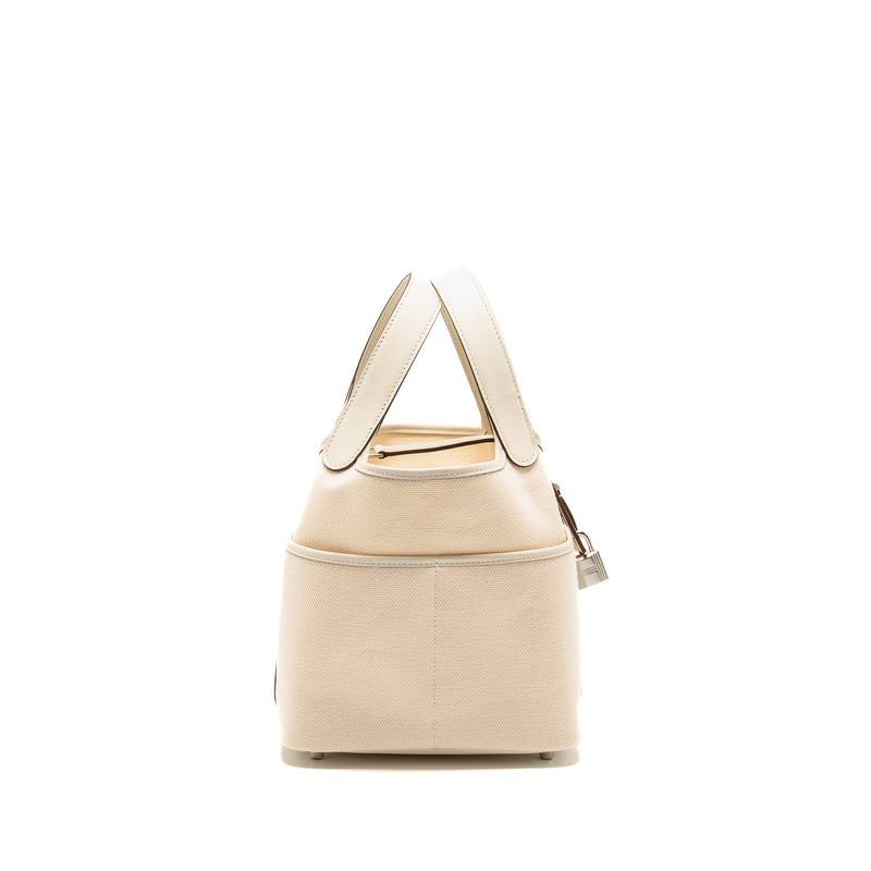Hermes Cargo Picotin 18 Lock Bag Canvas/Swift Ecru/Nata SHW Stamp Z
