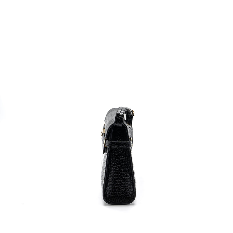 Saint laurent Manhattan shoulder bag croc-embossed calfskin black GHW