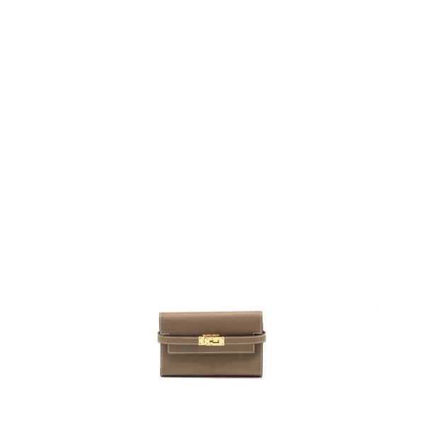 Hermes Kelly Compact Wallet Epsom Etoupe GHW Stamp D