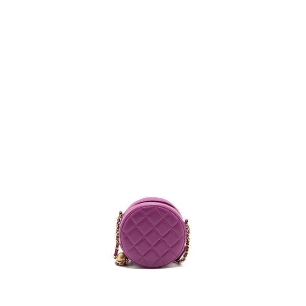 Chanel pearl crush mini round clutch with chain Lambskin purple GHW