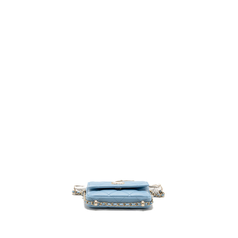 Chanel Mini Flap Clutch with Chaim Lambskin Light Blue LGHW