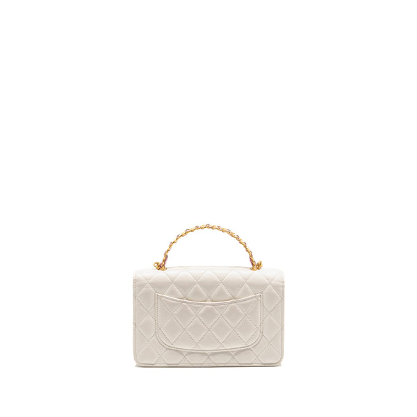 Chanel Top handle wallet with chain calfskin white GHW (microchip)