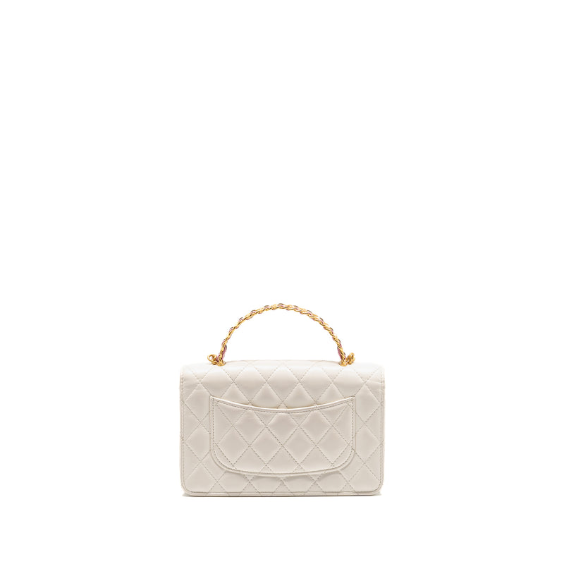 Chanel Top handle wallet with chain calfskin white GHW (microchip)