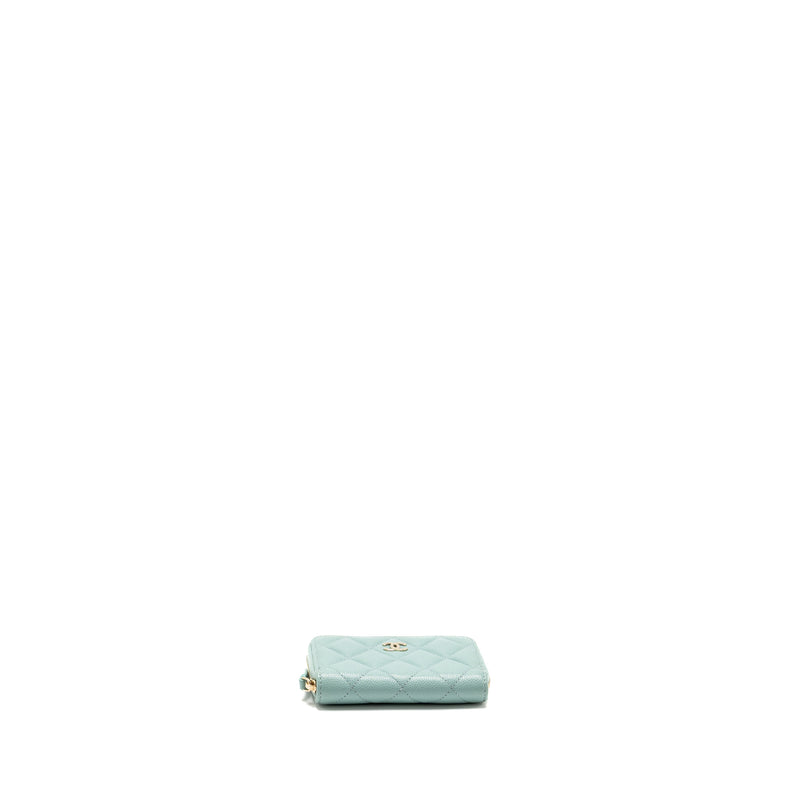 Chanel Zip Card Holder Caviar Light Green LGHW