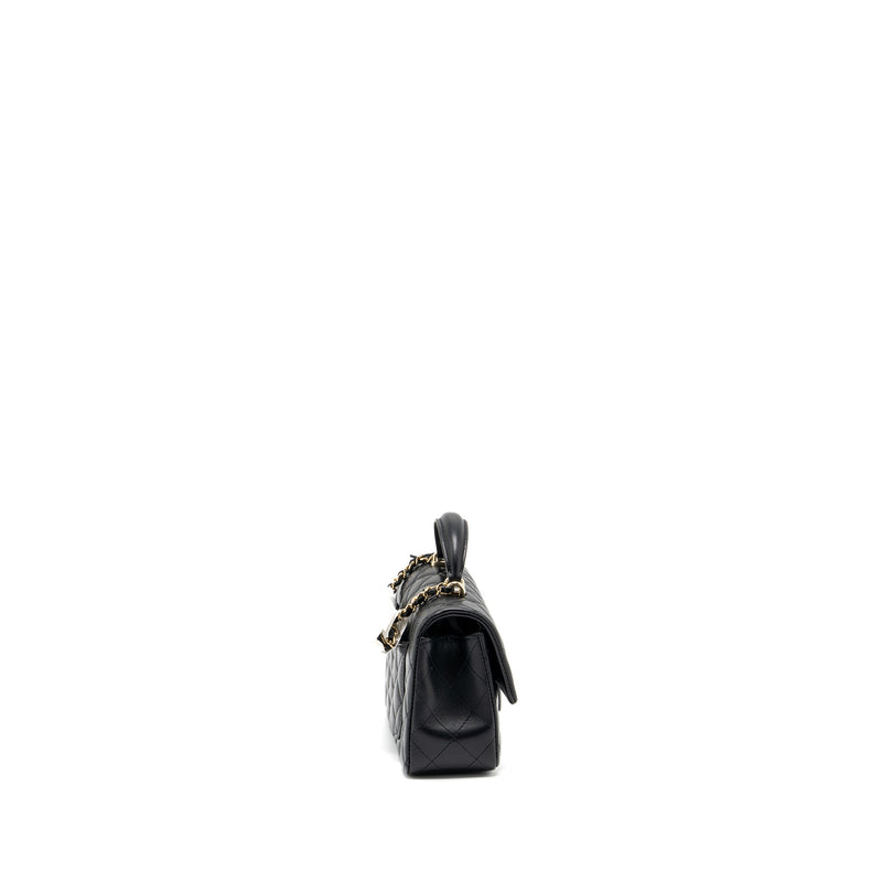 Chanel Top Handle Mini Rectangular Flap Bag Lambskin Black LGHW (Microchip )
