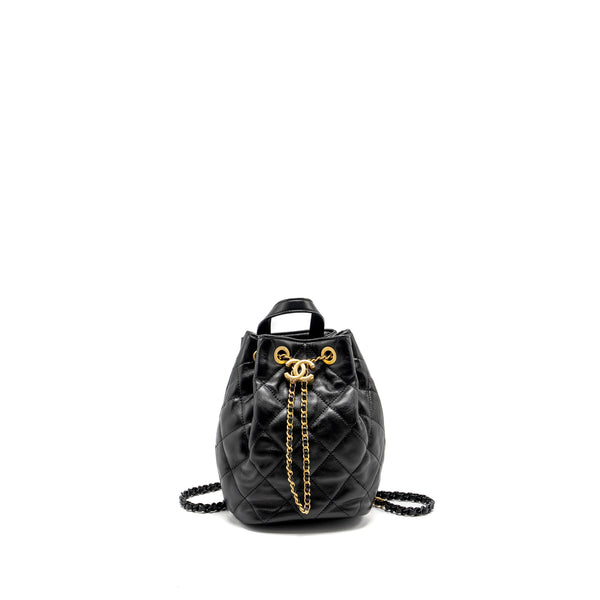 Chanel 22S Candy Chains Mini Bucket Backpack Lambskin Black GHW (Microchip)