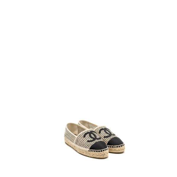 Chanel Size 36 21P Espadrilles Mesh/Grosgrain Beige/black