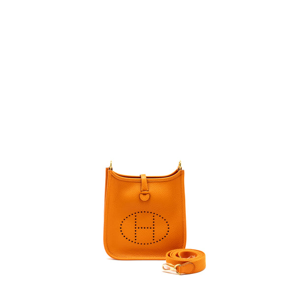 Hermes Mini Evelyne Clemence Orange GHW Stamp B
